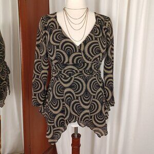 Vintage Asymmetric Hem Top, Y2K Fairycore, Soft Goth Aesthetic